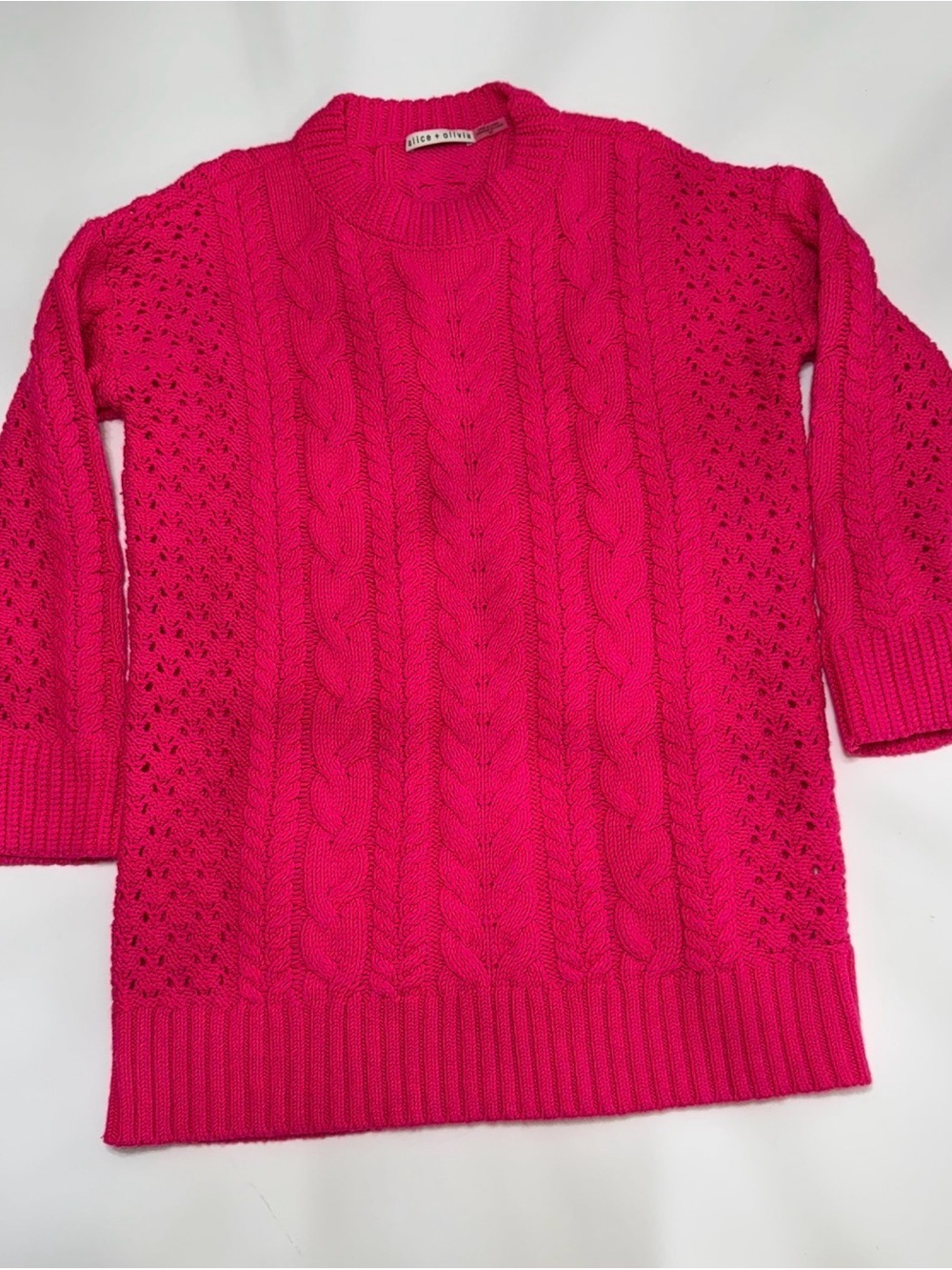 Alice + Olivia Pink Cable Knit Scoop Sweater - Picture 3 of 7